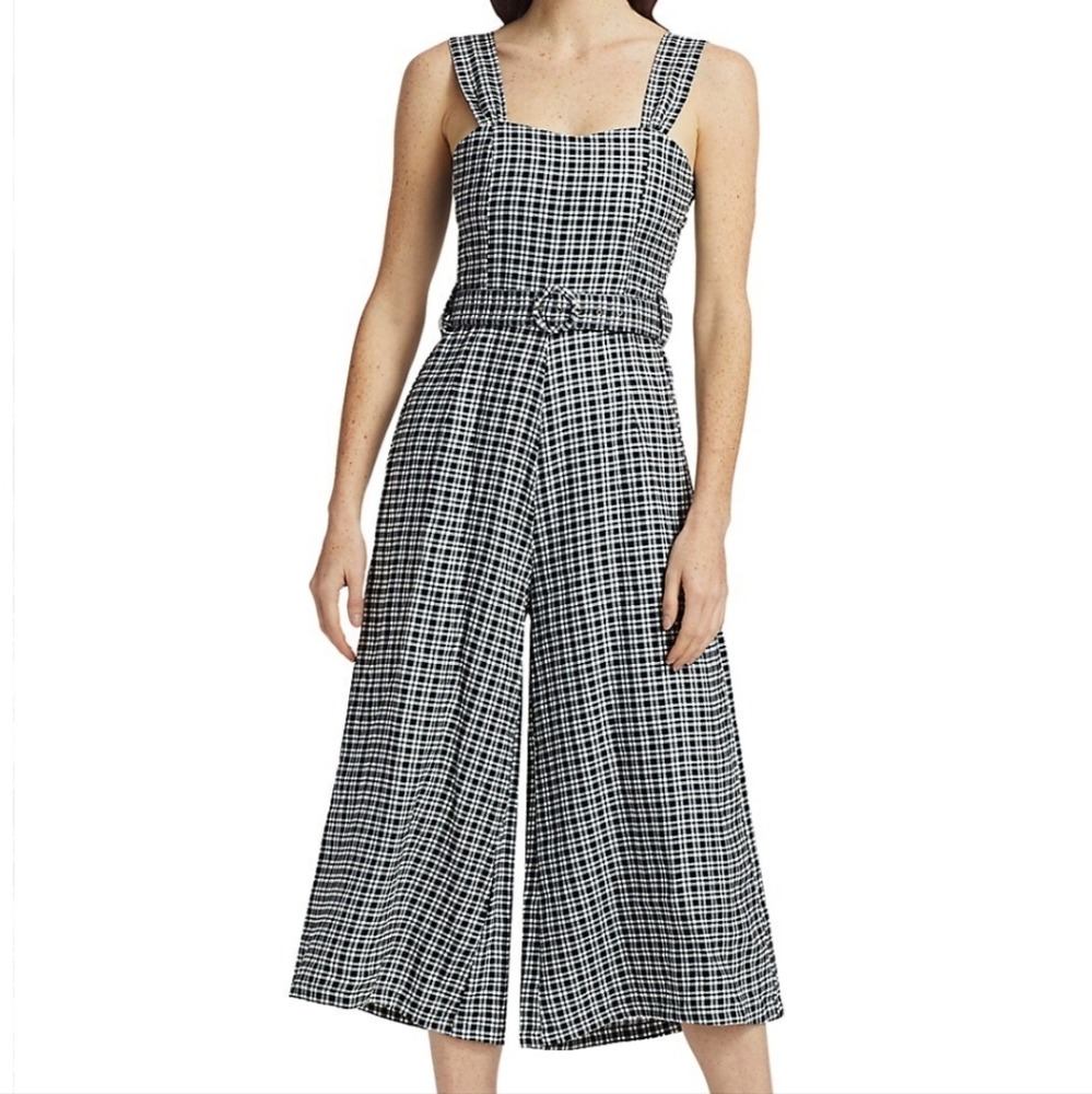 Faithfull the brand liv jumpsuit emelinah check black and white